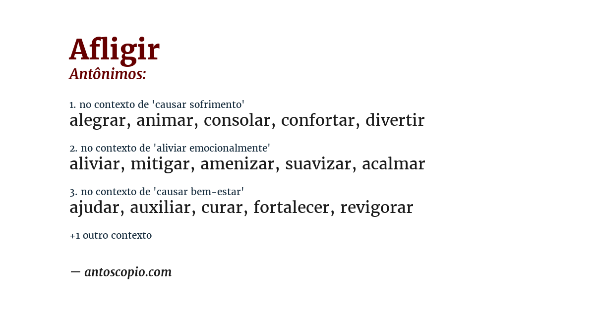 Antônimo de afligir