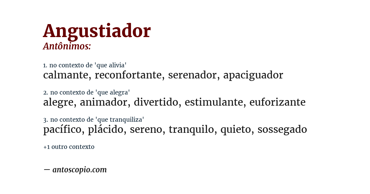 Antônimo de angustiador