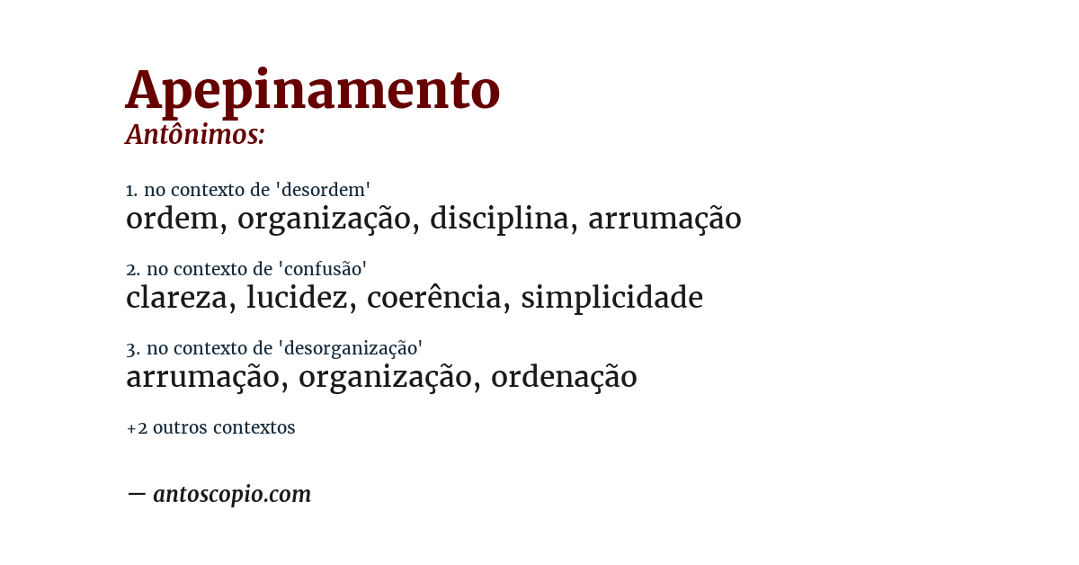 Antônimo de apepinamento