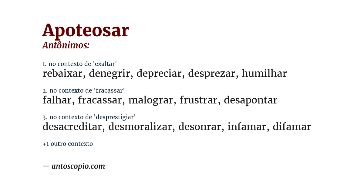 Antônimo de apoteosar