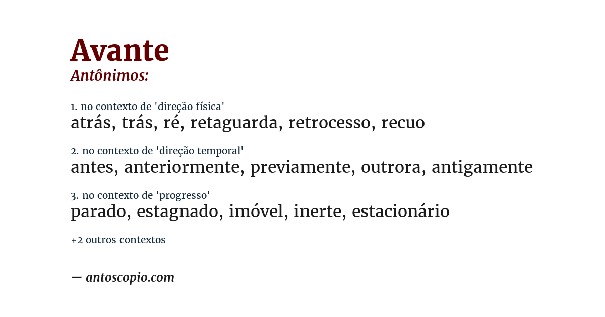 Antônimo de avante
