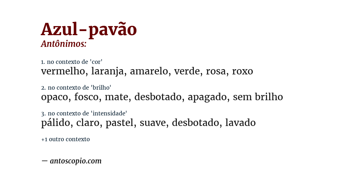 Antônimo de azul-pavão