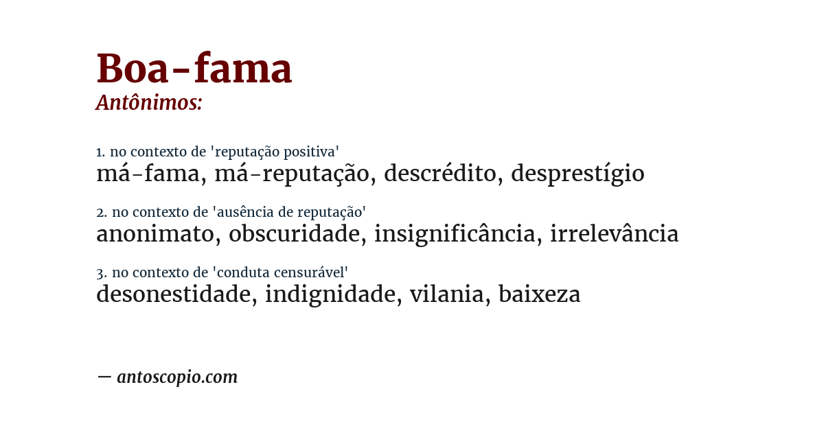 Antônimo de boa-fama