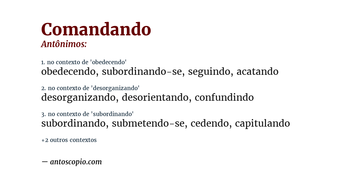Antônimo de comandando