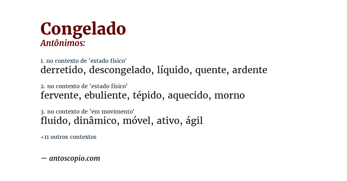 Antônimo de congelado