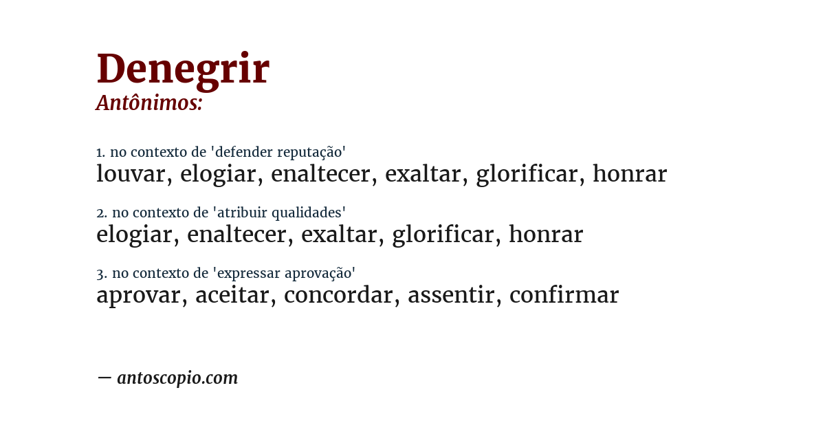 Antônimo de denegrir