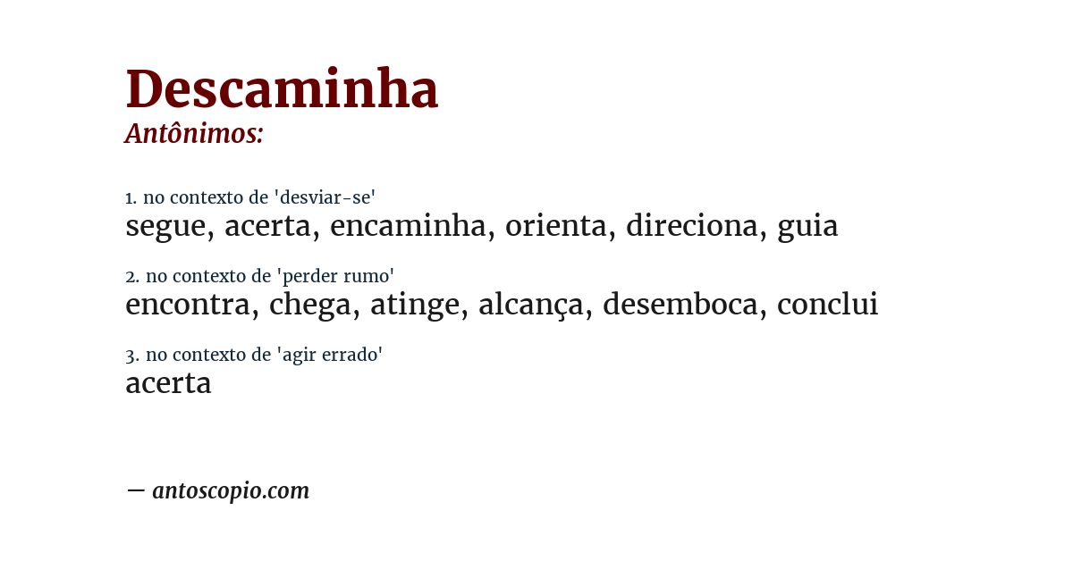 Antônimo de descaminha