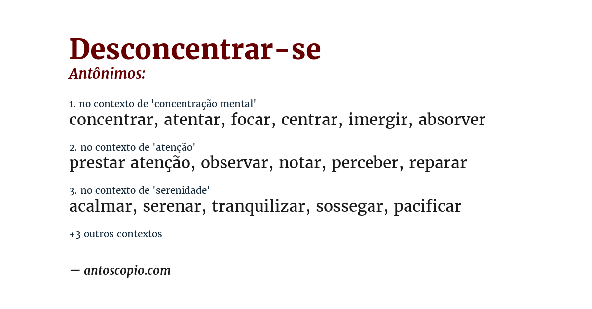 Antônimo de desconcentrar-se