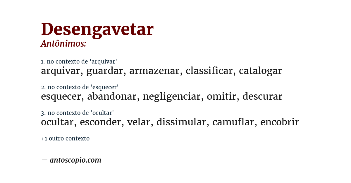 Antônimo de desengavetar