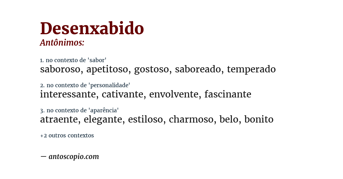 Antônimo de desenxabido