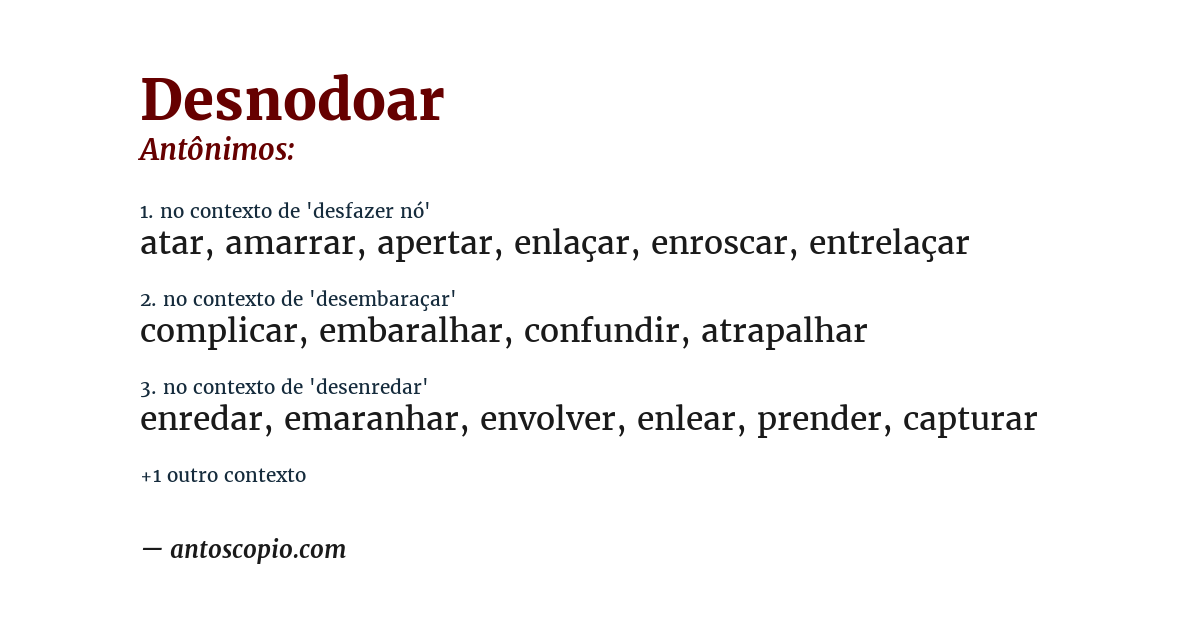 Antônimo de desnodoar