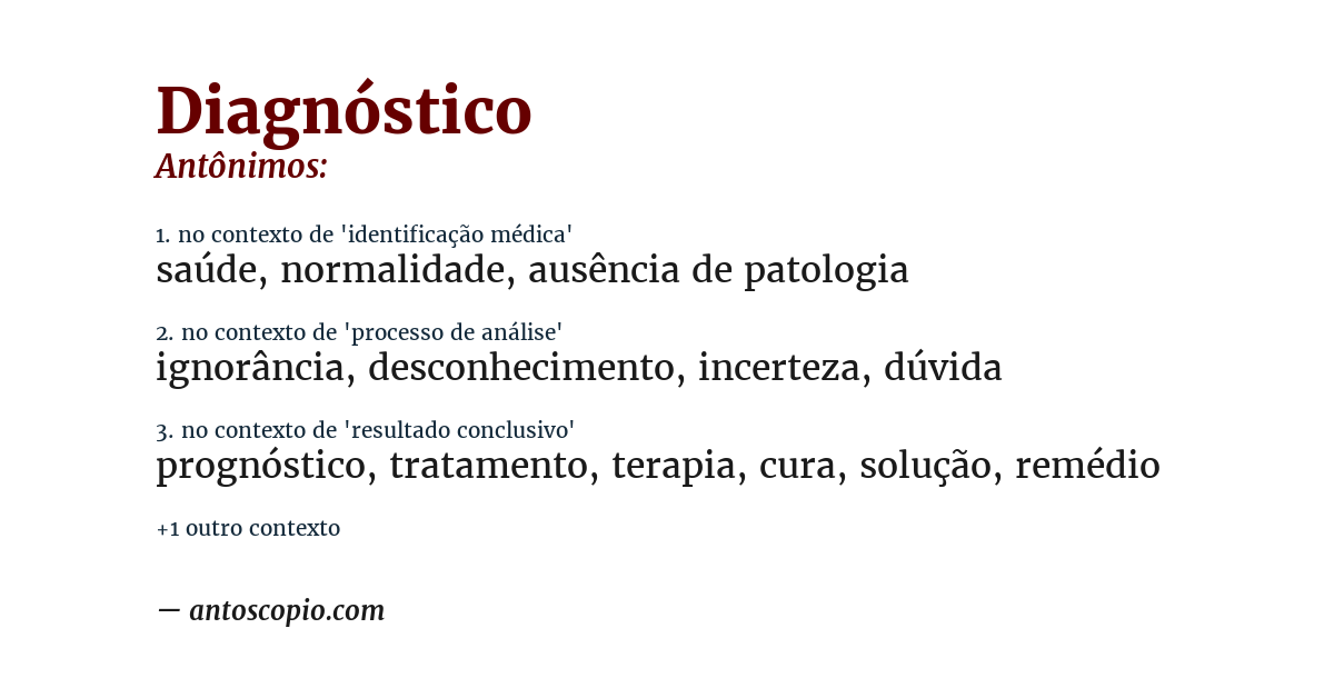 Antônimo de diagnóstico