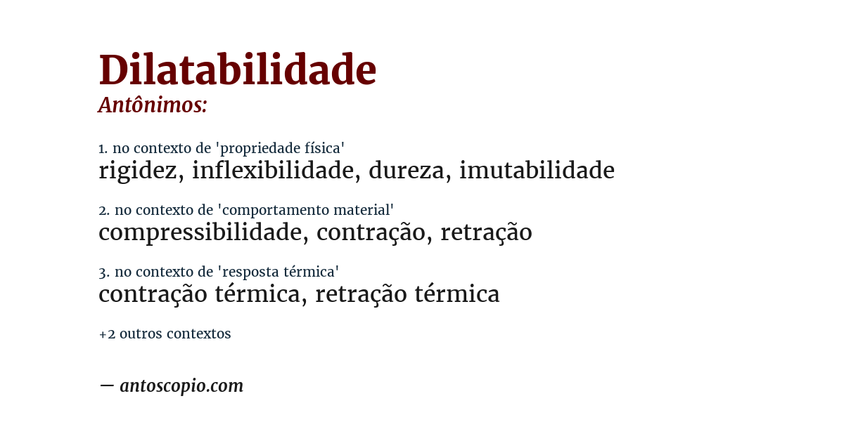 Antônimo de dilatabilidade