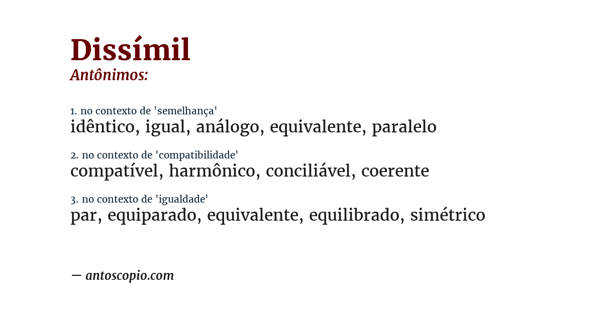 Antônimo de dissímil