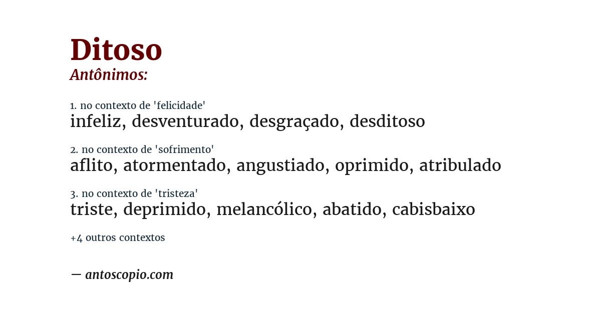 Antônimo de ditoso