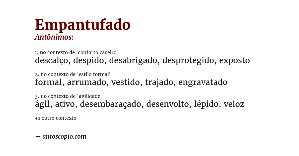Antônimo de empantufado