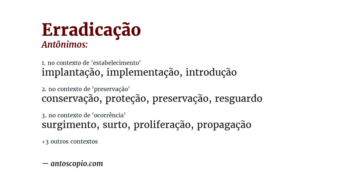 Antônimo de erradicação