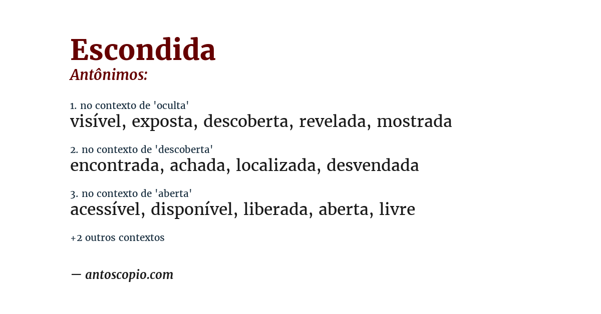 Antônimo de escondida