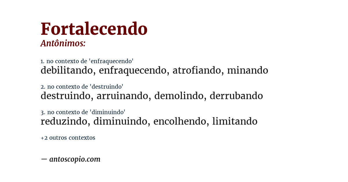 Antônimo de fortalecendo