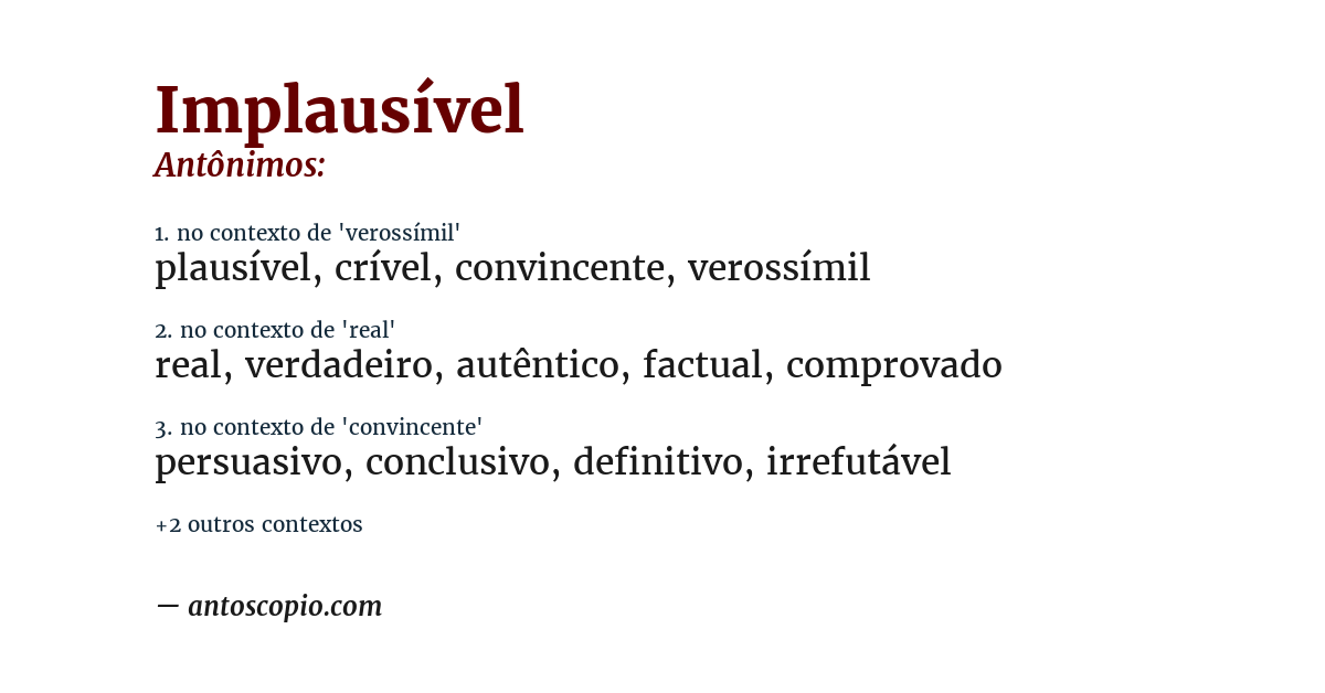 Antônimo de implausível