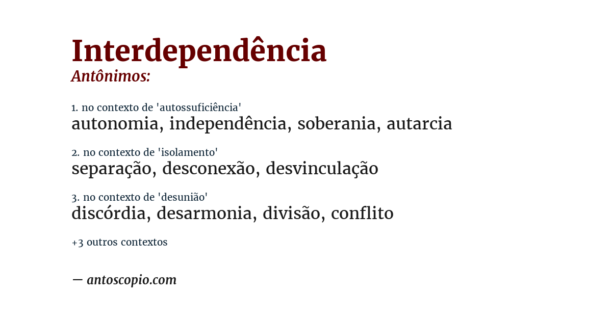 Antônimo de interdependência