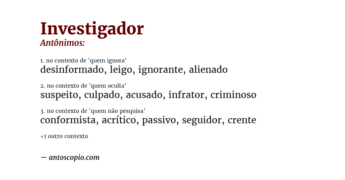 Antônimo de investigador