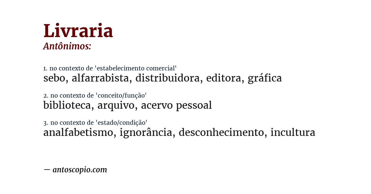 Antônimo de livraria