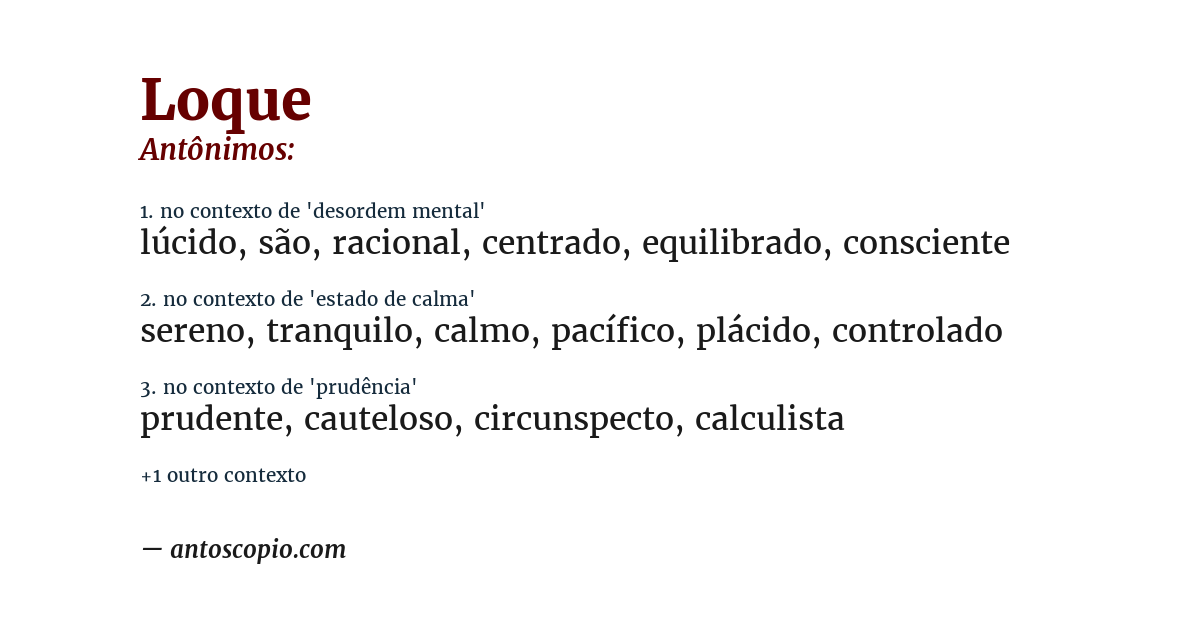 Antônimo de loque