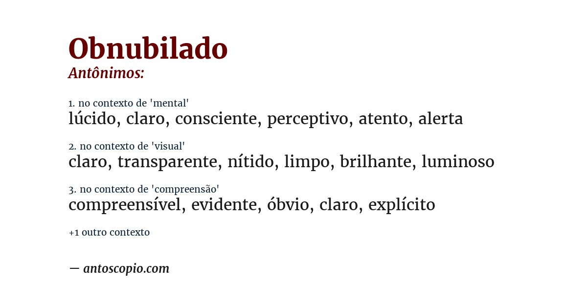 Antônimo de obnubilado