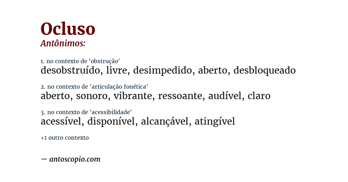 Antônimo de ocluso