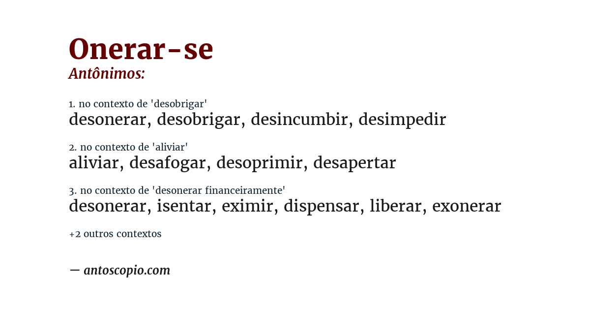Antônimo de onerar-se