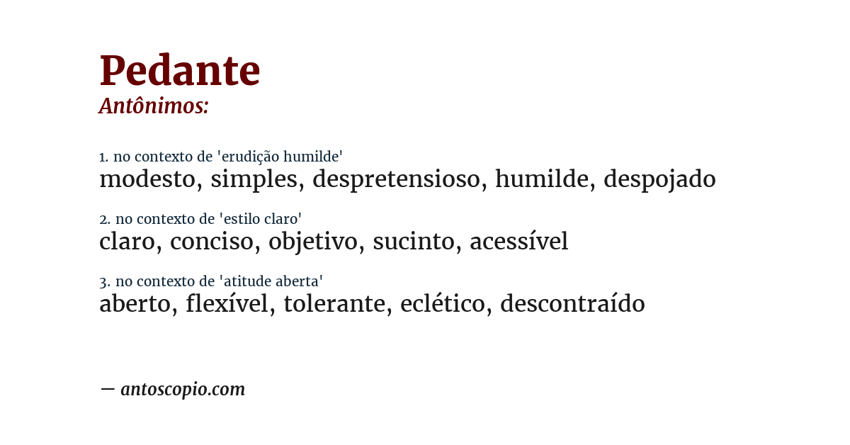 Antônimo de pedante