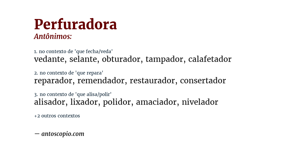 Antônimo de perfuradora