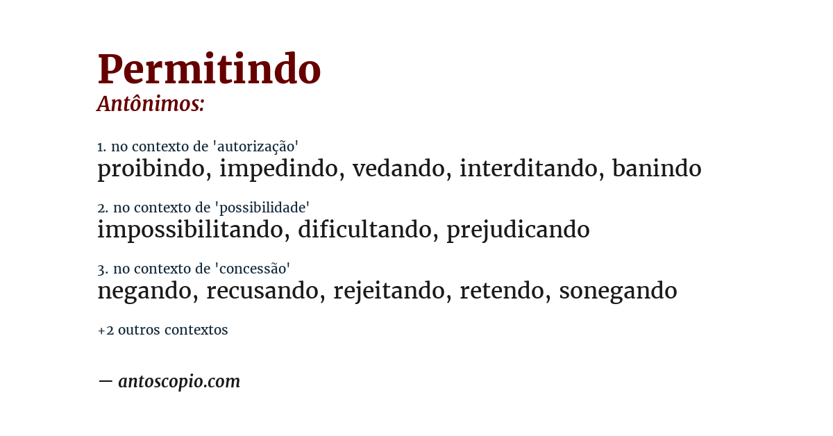 Antônimo de permitindo