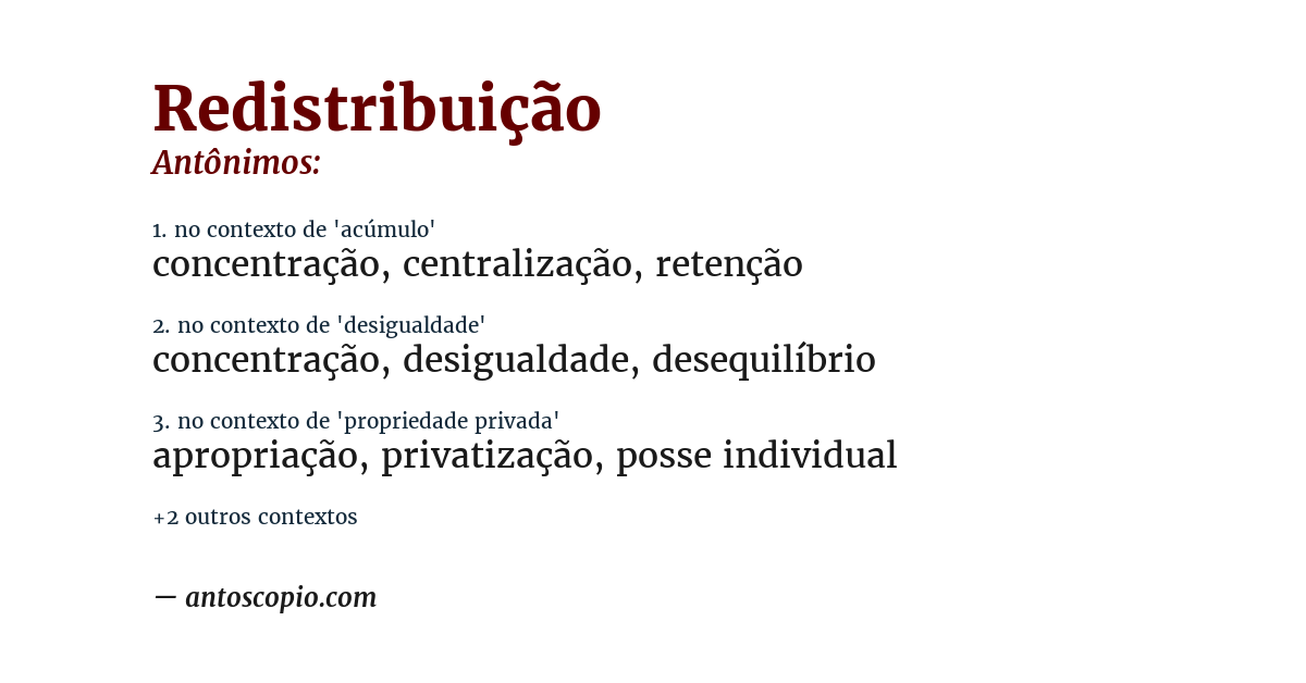 Antônimo de redistribuição