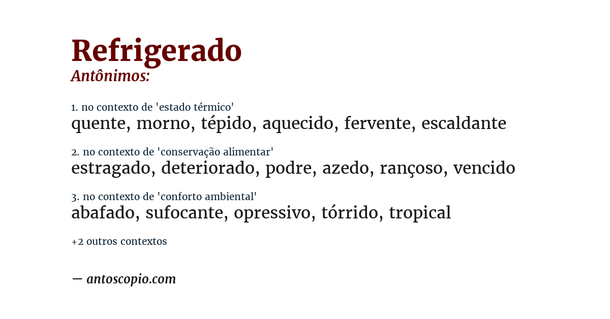 Antônimo de refrigerado