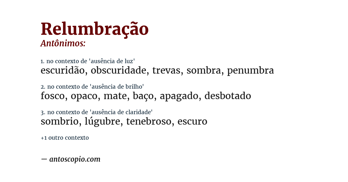 Antônimo de relumbração