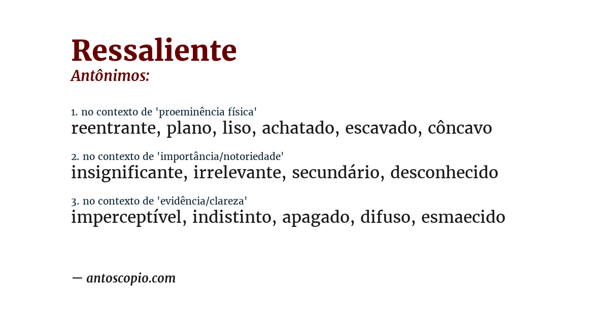 Antônimo de ressaliente