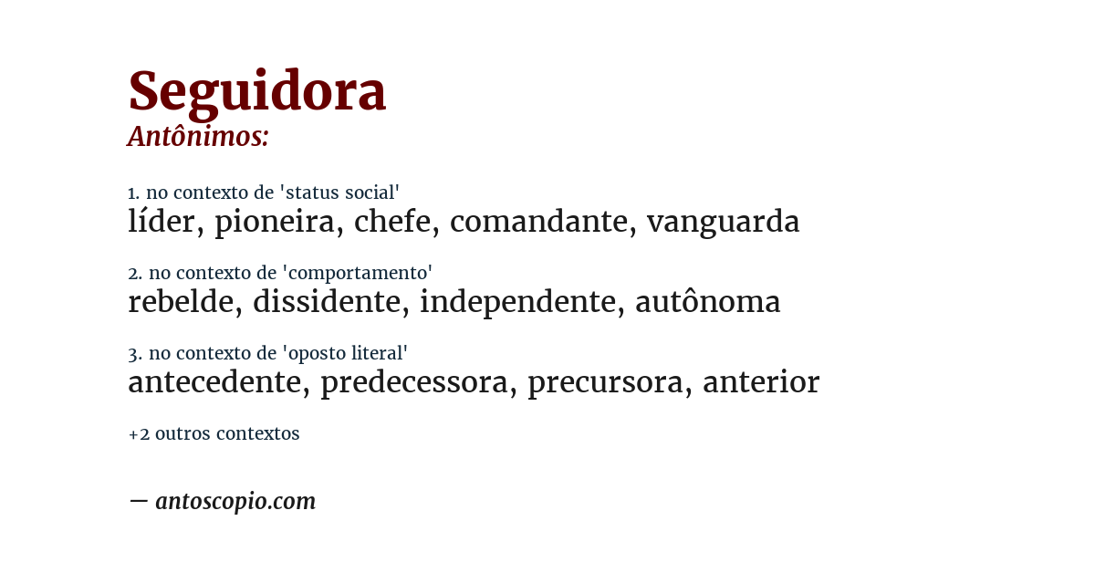 Antônimo de seguidora
