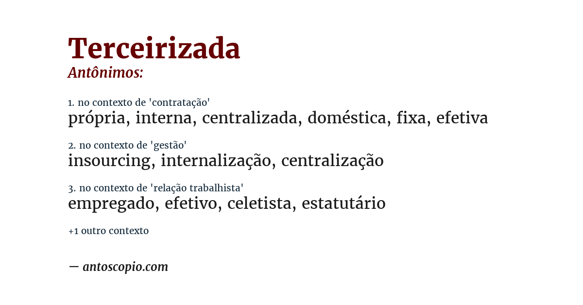 Antônimo de terceirizada