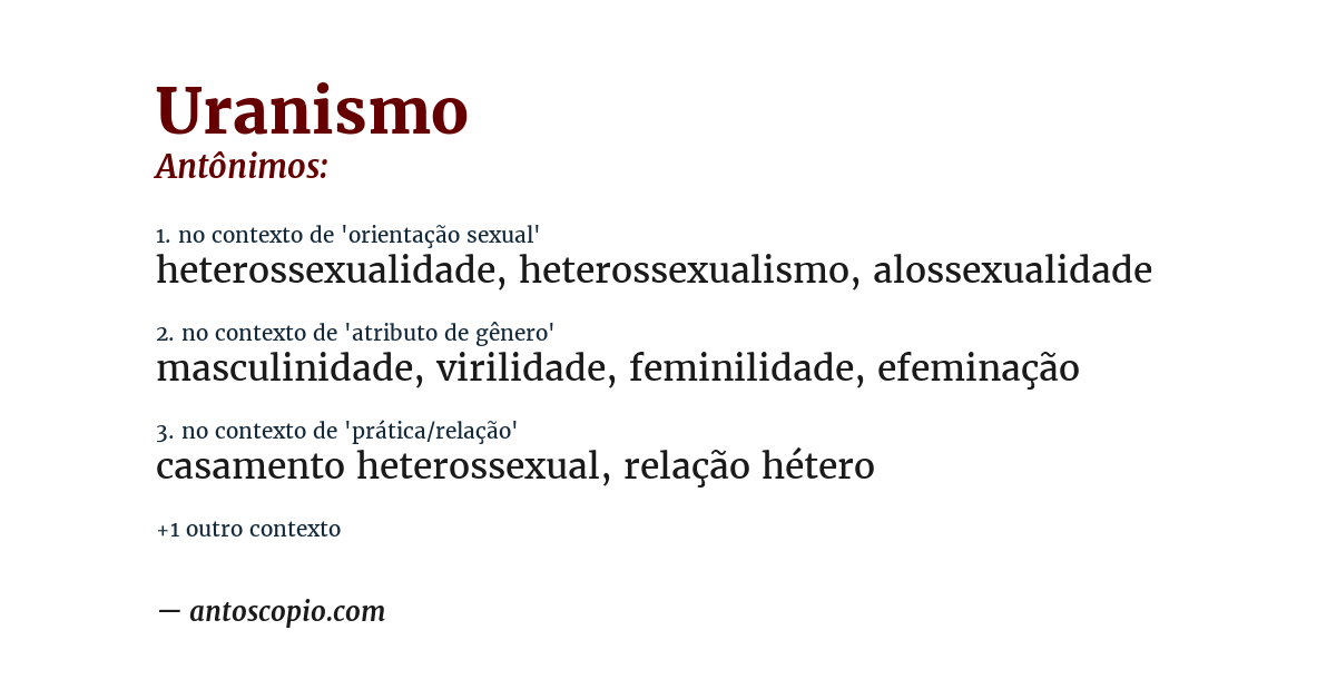 Antônimo de uranismo