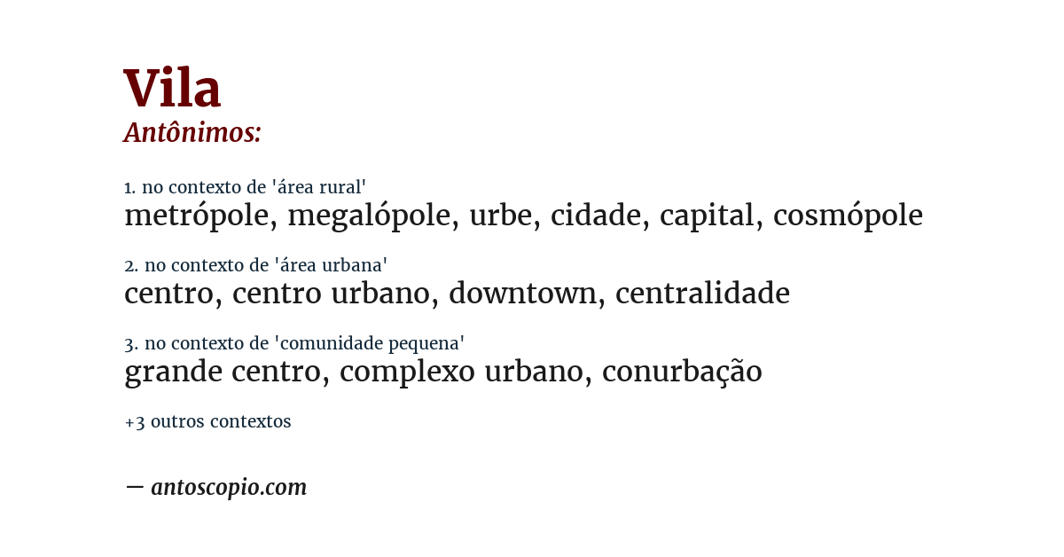 Antônimo de vila