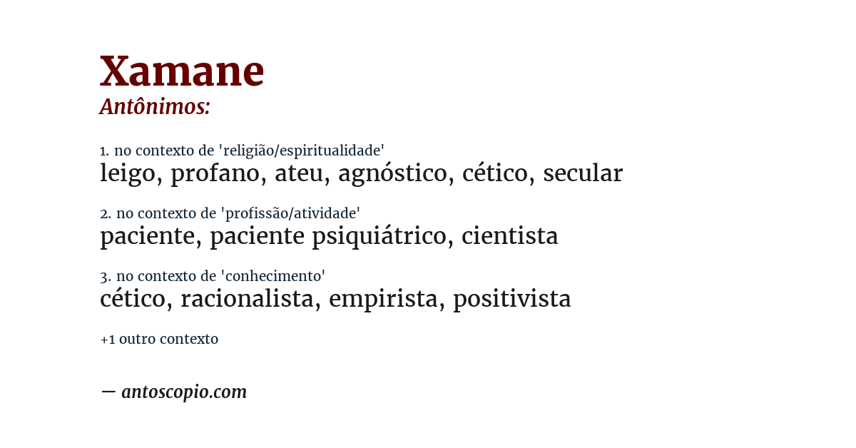 Antônimo de xamane