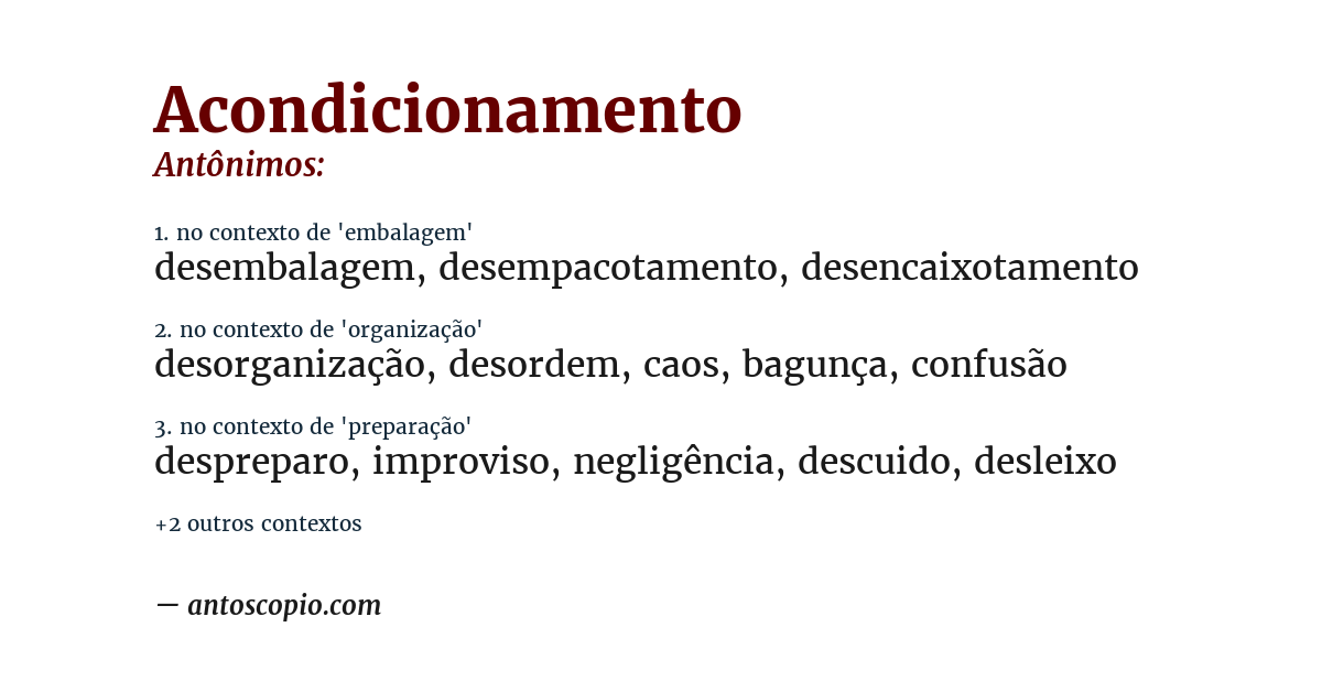 Antônimo de acondicionamento