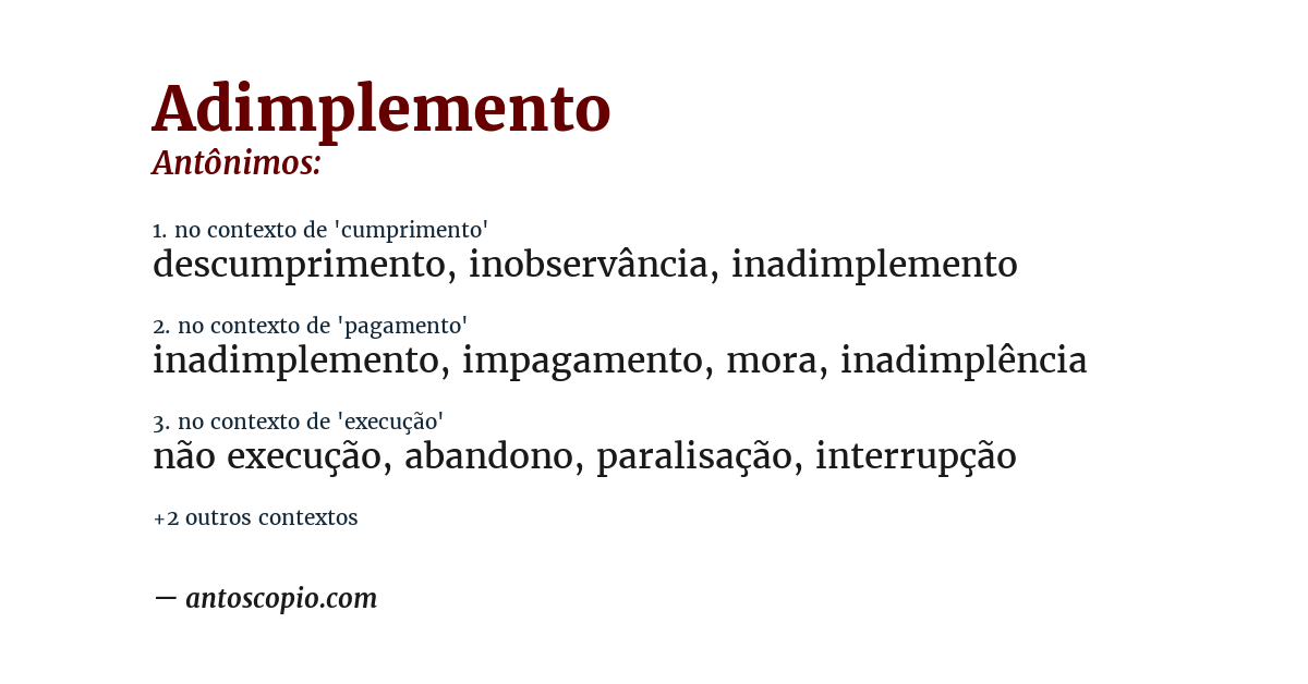 Antônimo de adimplemento