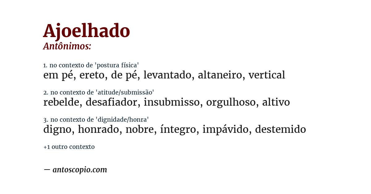 Antônimo de ajoelhado
