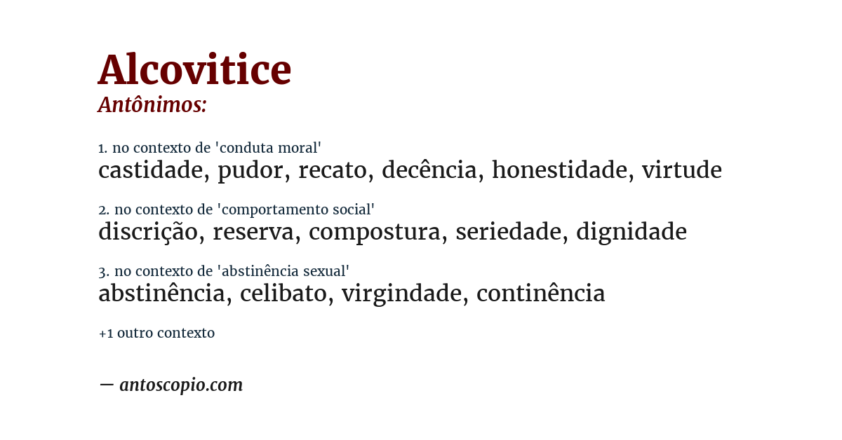 Antônimo de alcovitice