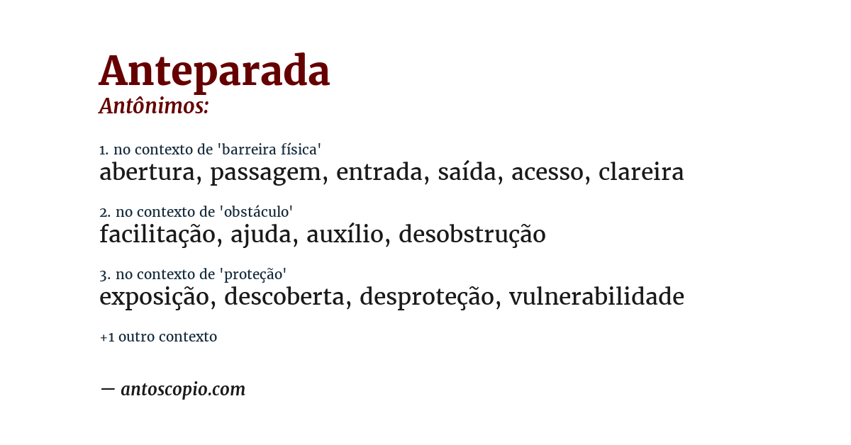 Antônimo de anteparada