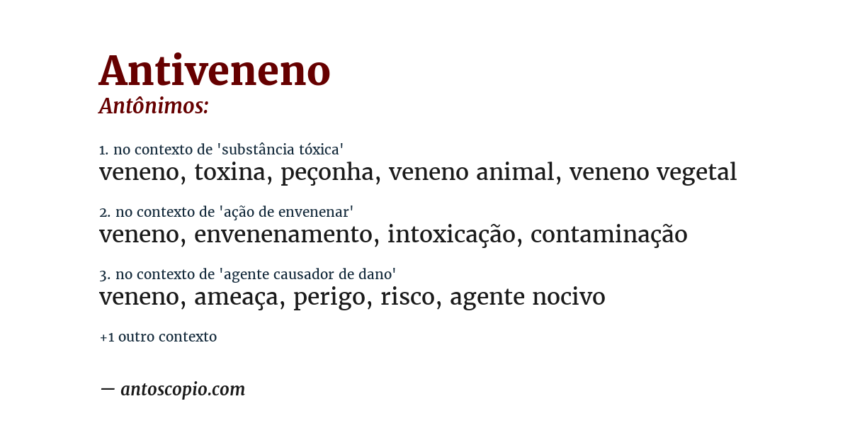 Antônimo de antiveneno