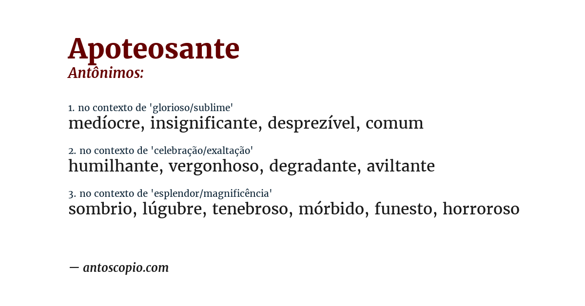 Antônimo de apoteosante